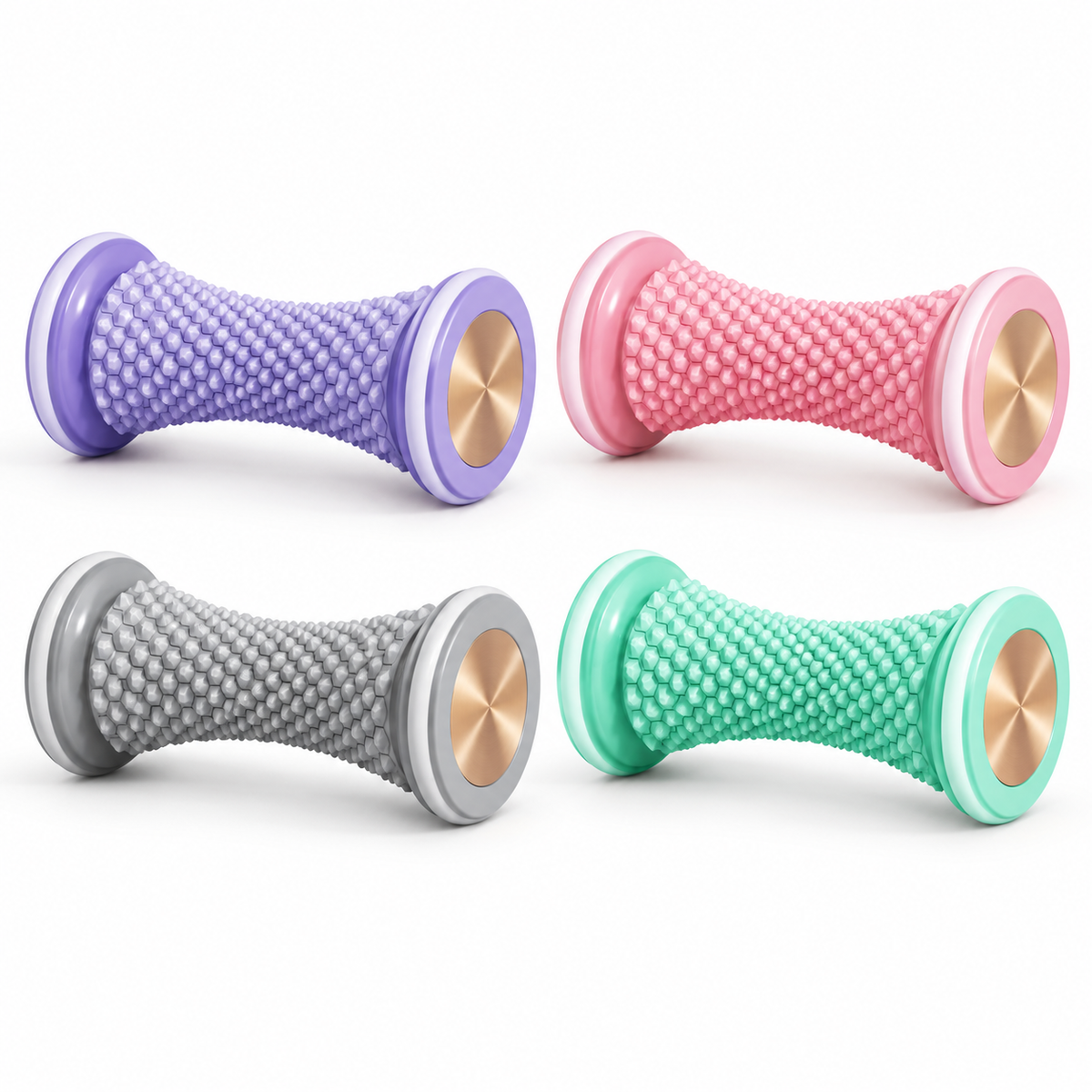 Available foot roller colors: purple, pink, gray and green. One roller per order.